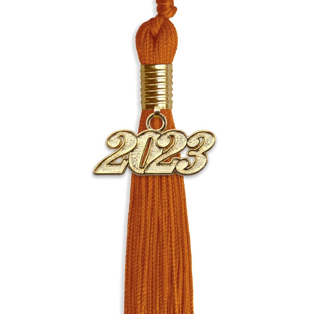 Orange Graduation Tassel With Gold Date Drop - Endea Graduation