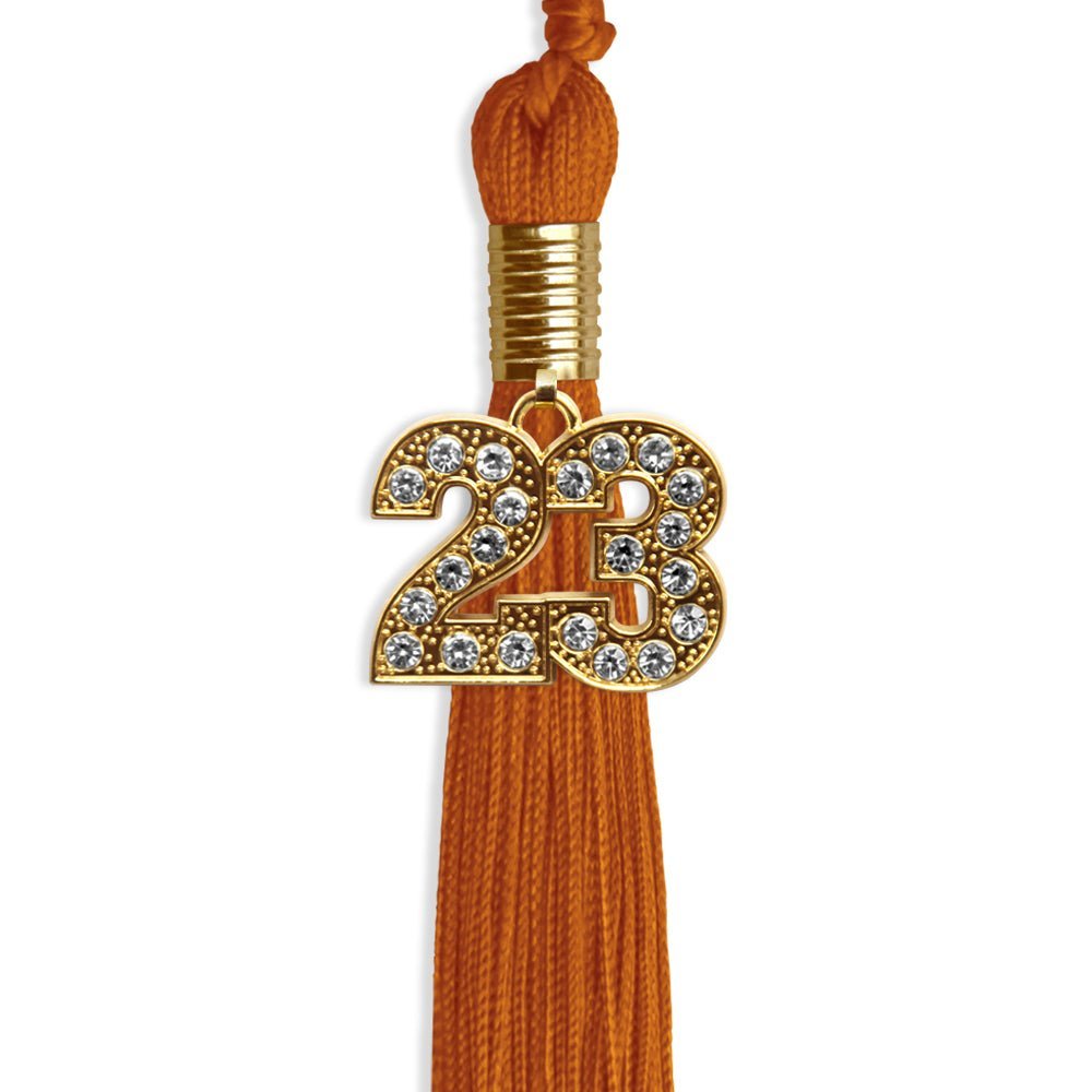 Orange Graduation Tassel With Gold Date Drop - Endea Graduation