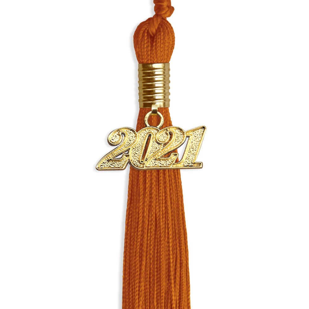 Orange Graduation Tassel With Gold Date Drop - Endea Graduation