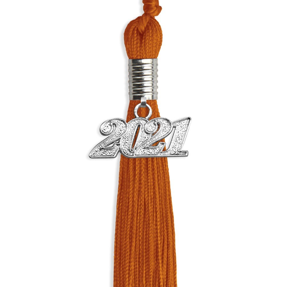 Orange Graduation Tassel With Silver Date Drop - Endea Graduation