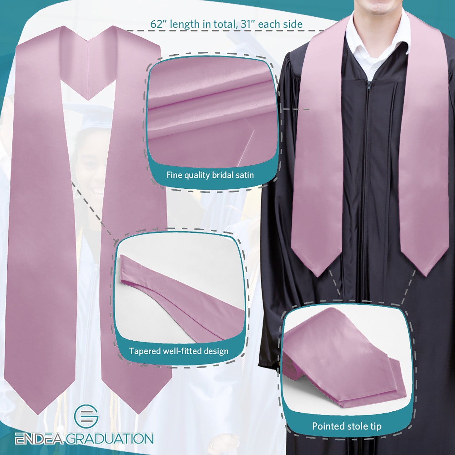 Pink Graduation Stole - Endea Graduation