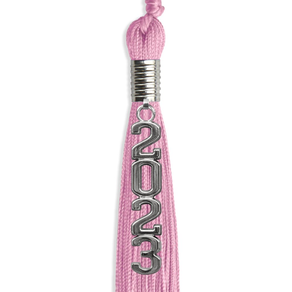 Pink Graduation Tassel With Silver Stacked Date Drop - Endea Graduation