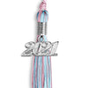 Pink/Light Blue Mixed Color Graduation Tassel With Silver Date Drop - Endea Graduation