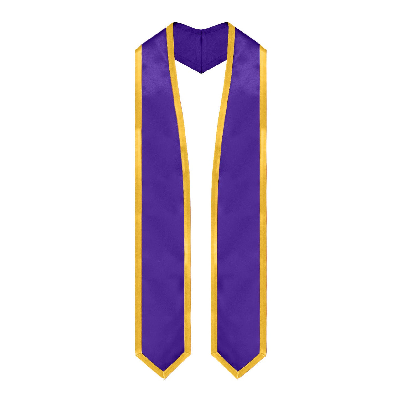 Pruple/Gold Plain Graduation Stole With Trim Color & Classic End - Endea Graduation