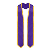 Pruple/Gold Plain Graduation Stole With Trim Color & Classic End - Endea Graduation