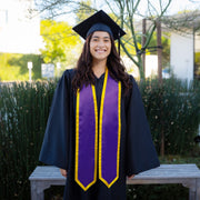 Pruple/Gold Plain Graduation Stole With Trim Color & Classic End - Endea Graduation