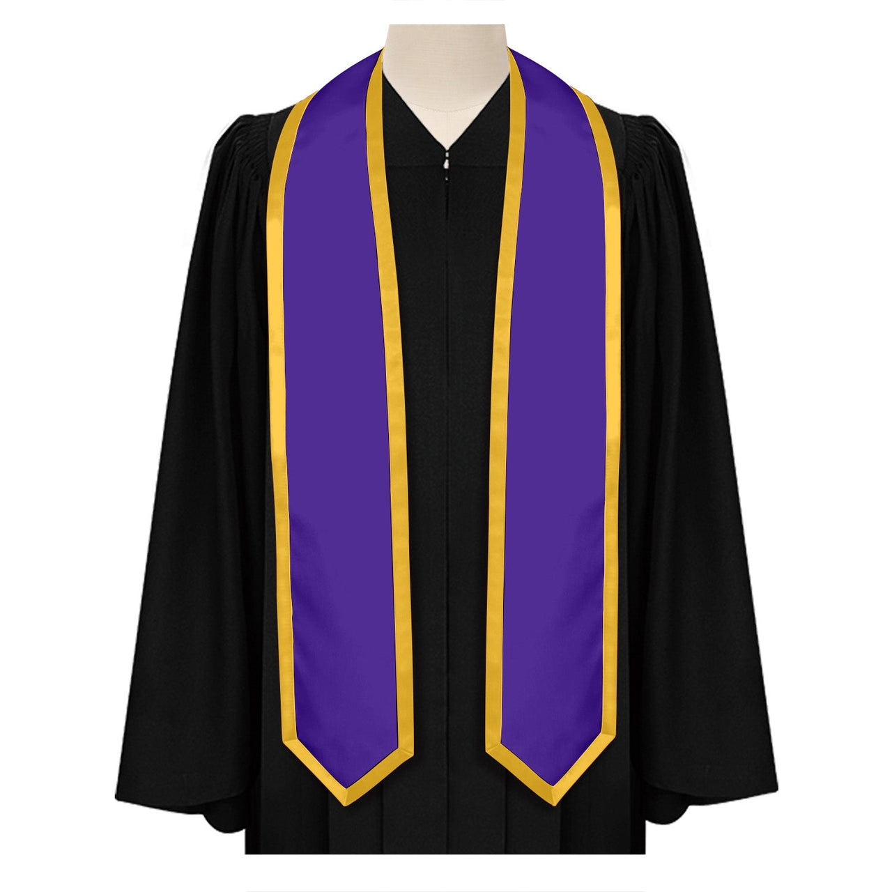 Pruple/Gold Plain Graduation Stole With Trim Color & Classic End - Endea Graduation