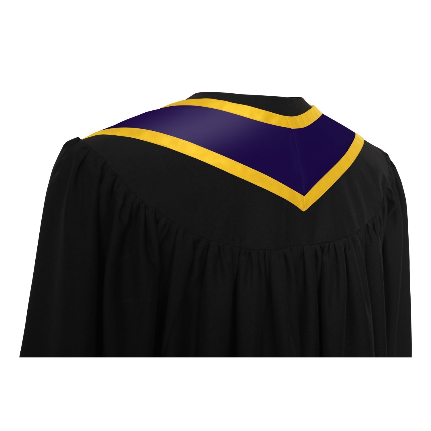 Pruple/Gold Plain Graduation Stole With Trim Color & Classic End - Endea Graduation