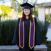 Pruple/Gold Plain Graduation Stole With Trim Color & Classic End - Endea Graduation