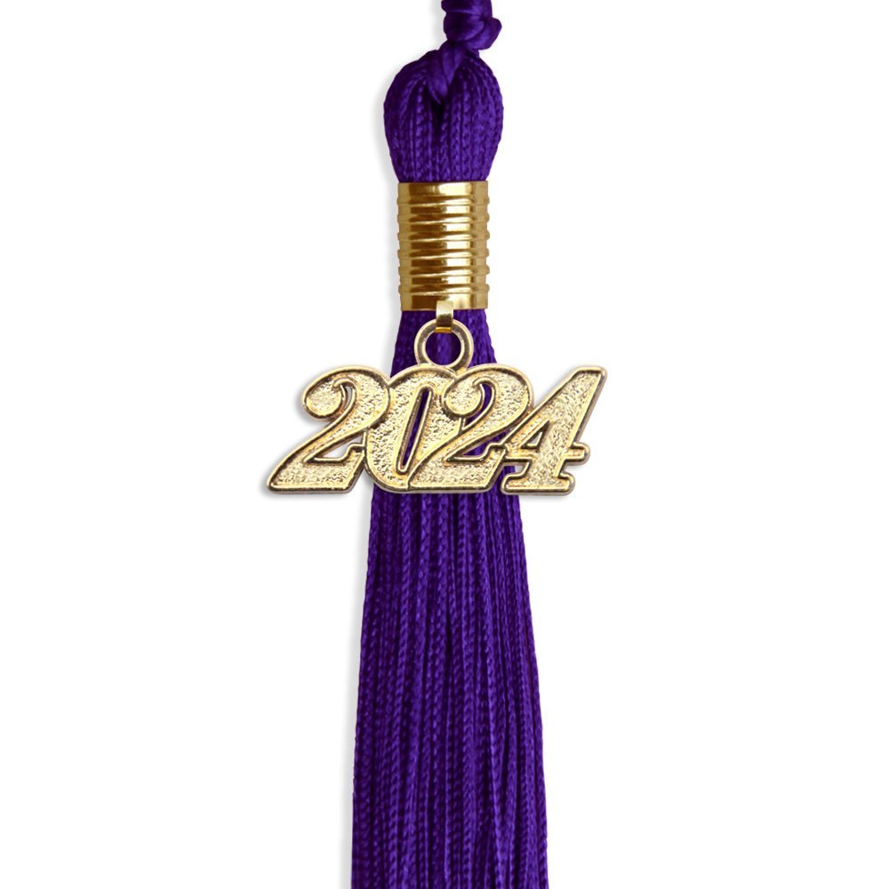 Purple Graduation Tassel With Gold Date Drop - Endea Graduation