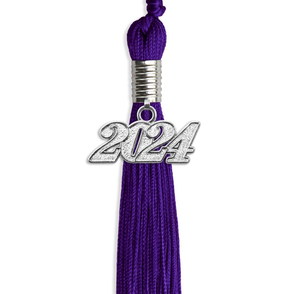 Purple Graduation Tassel With Silver Date Drop - Endea Graduation