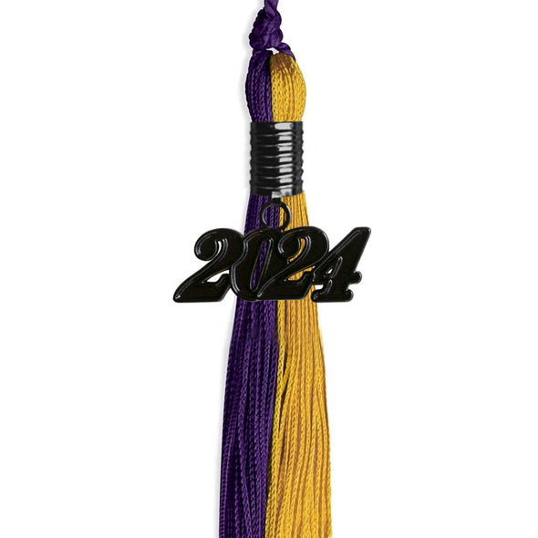 Purple/Bright Gold Graduation Tassel With Black Date Drop - Endea Graduation