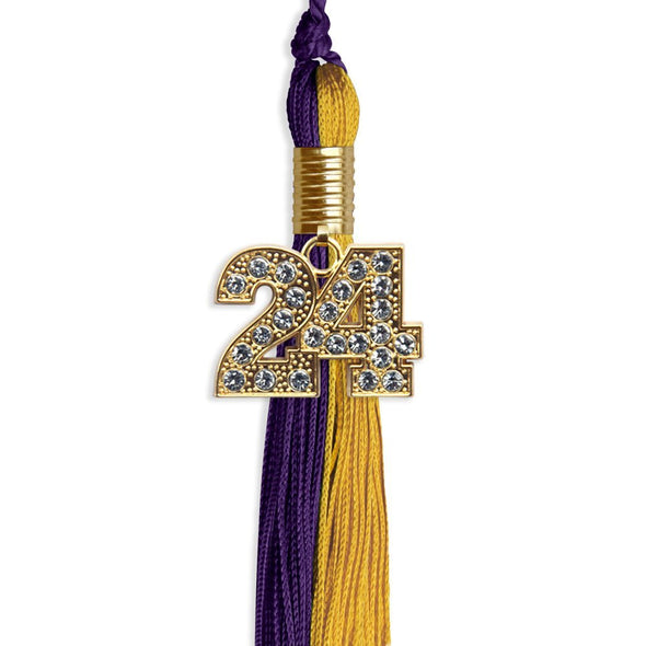 Purple/Bright Gold Graduation Tassel With Gold Date Drop - Endea Graduation