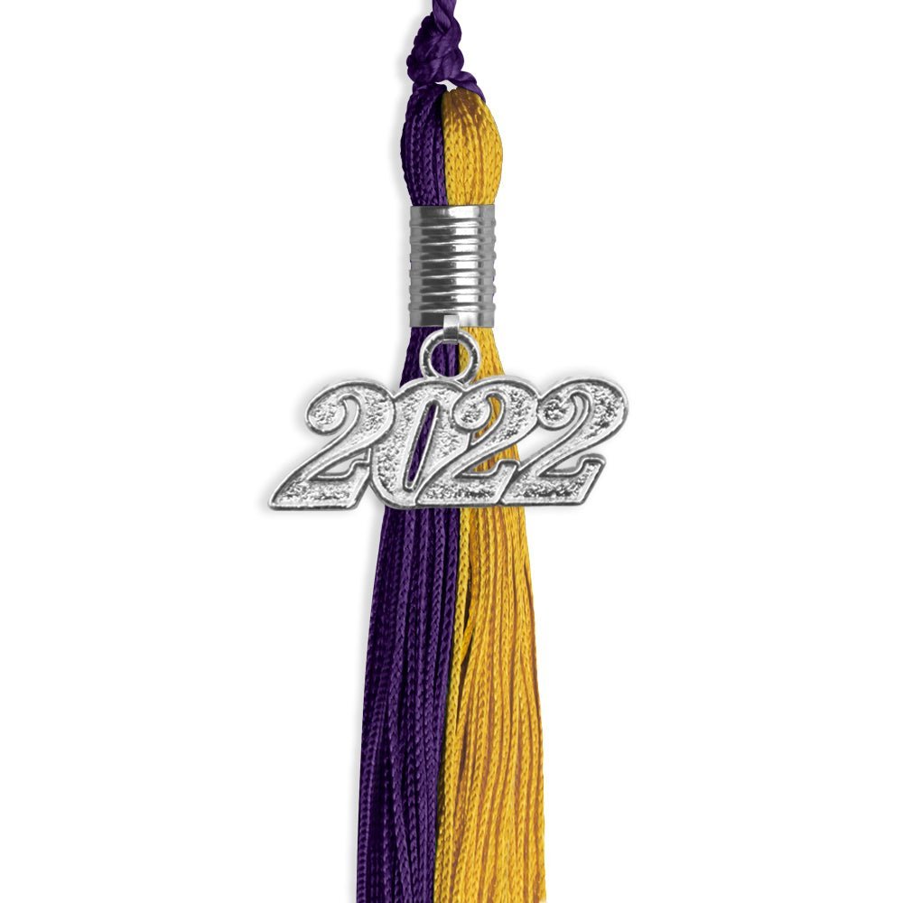 Purple/Bright Gold Graduation Tassel With Silver Date Drop - Endea Graduation