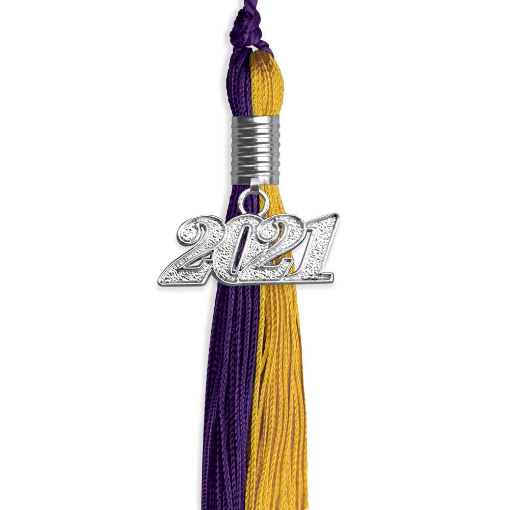 Purple/Bright Gold Graduation Tassel With Silver Date Drop - Endea Graduation