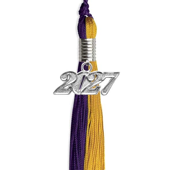 Purple/Bright Gold Graduation Tassel With Silver Date Drop - Endea Graduation