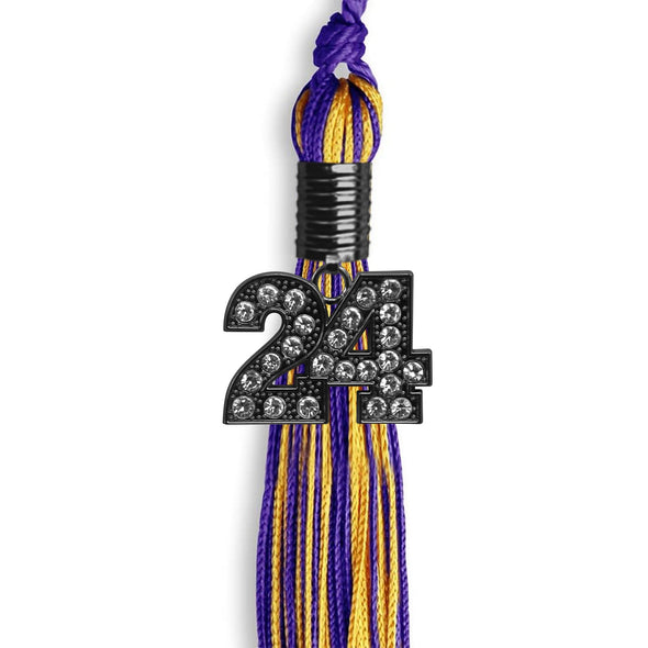 Purple/Gold Mixed Color Graduation Tassel With Black Date Drop - Endea Graduation