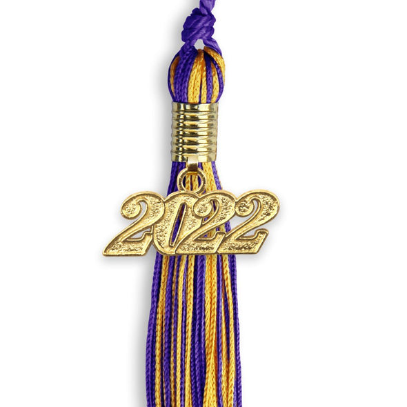 Purple/Gold Mixed Color Graduation Tassel With Gold Date Drop - Endea Graduation