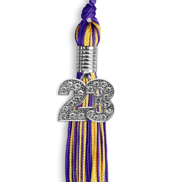 Purple/Gold Mixed Color Graduation Tassel With Silver Date Drop - Endea Graduation