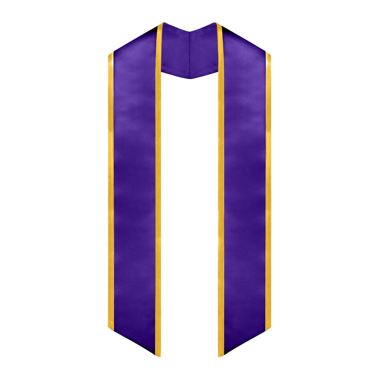 Purple/Gold Plain Graduation Stole With Trim Color & Angled End - Endea Graduation