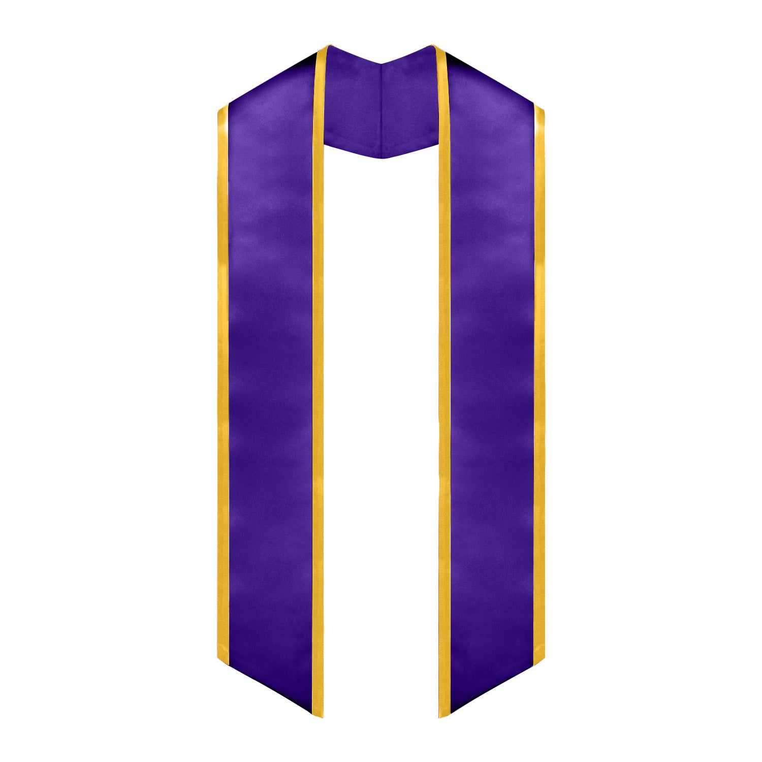 Purple/Gold Plain Graduation Stole With Trim Color & Angled End - Endea Graduation