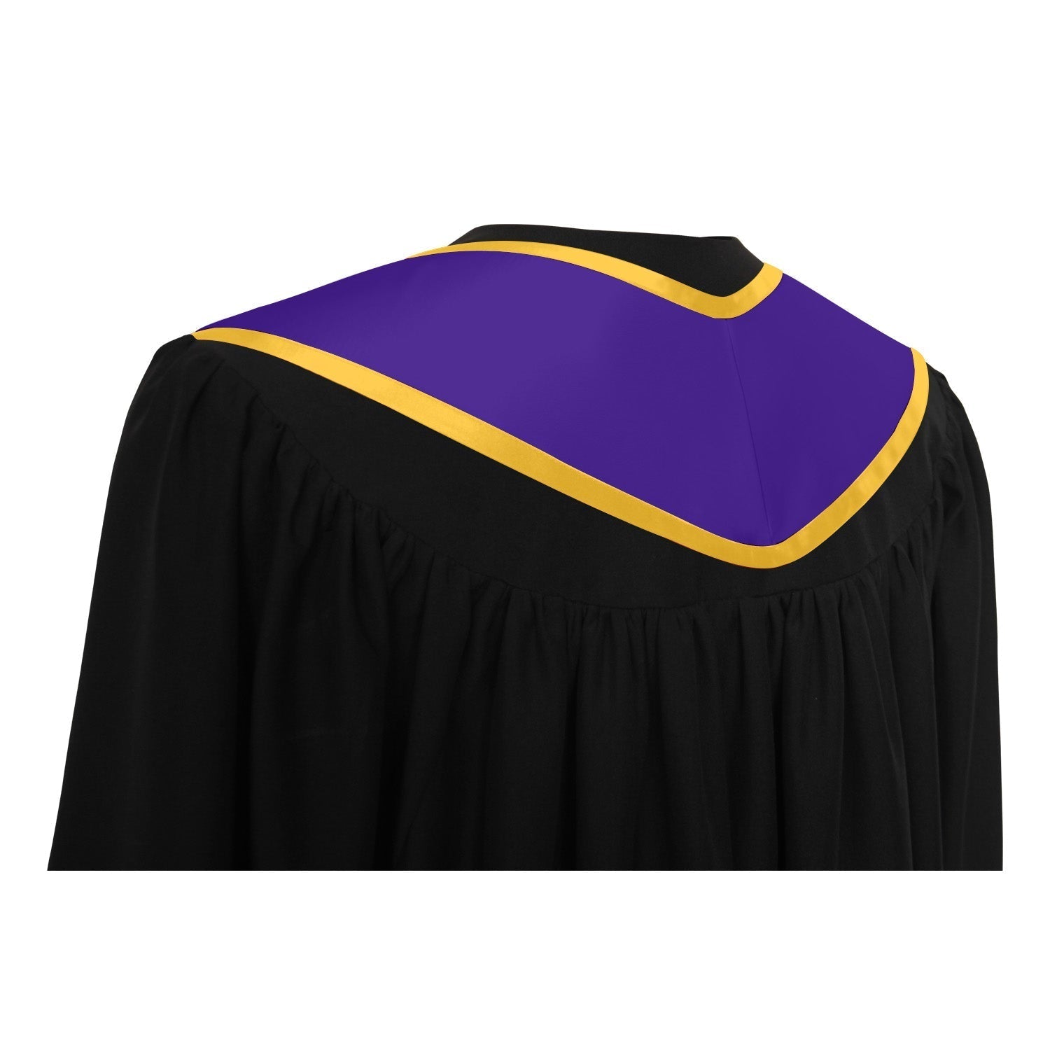 Purple/Gold Plain Graduation Stole With Trim Color & Angled End - Endea Graduation