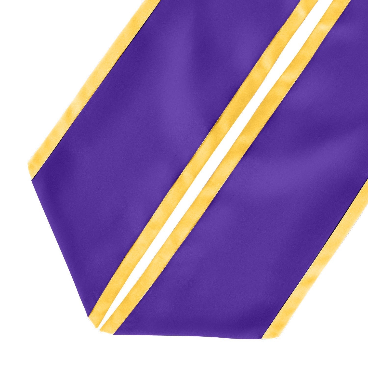 Purple/Gold Plain Graduation Stole With Trim Color & Angled End - Endea Graduation