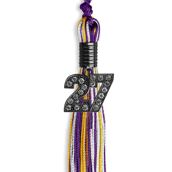 Purple/Gold/White Mixed Color Graduation Tassel With Black Date Drop - Endea Graduation