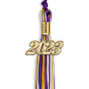 Purple/Gold/White Mixed Color Graduation Tassel With Gold Date Drop - Endea Graduation