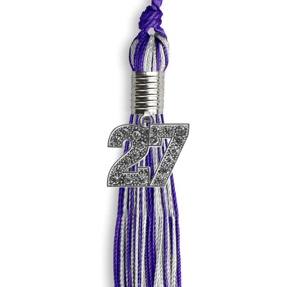 Purple/Silver Mixed Color Graduation Tassel With Silver Date Drop - Endea Graduation