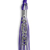 Purple/Silver Mixed Color Graduation Tassel With Stacked Silver Date Drop - Endea Graduation