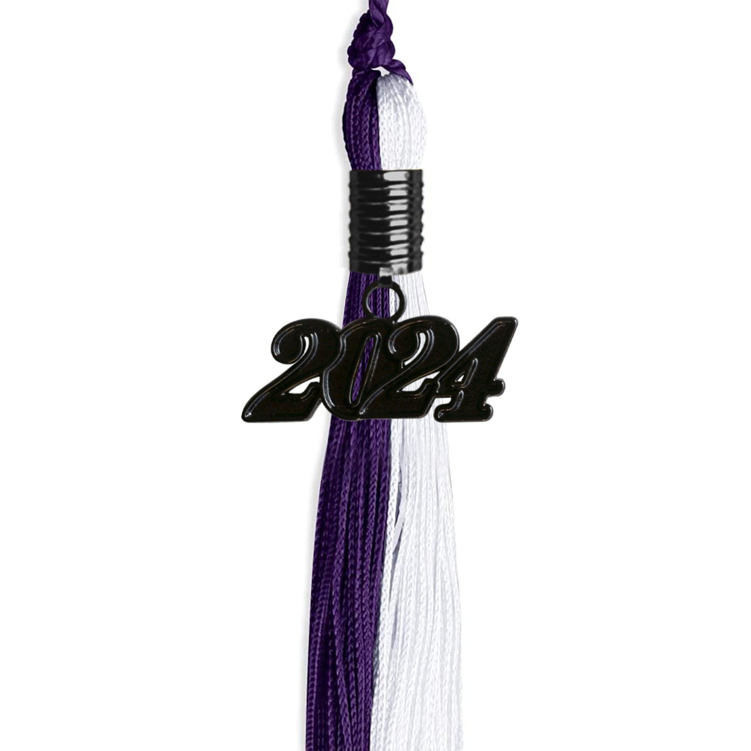 Purple/White Graduation Tassel With Black Date Drop - Endea Graduation