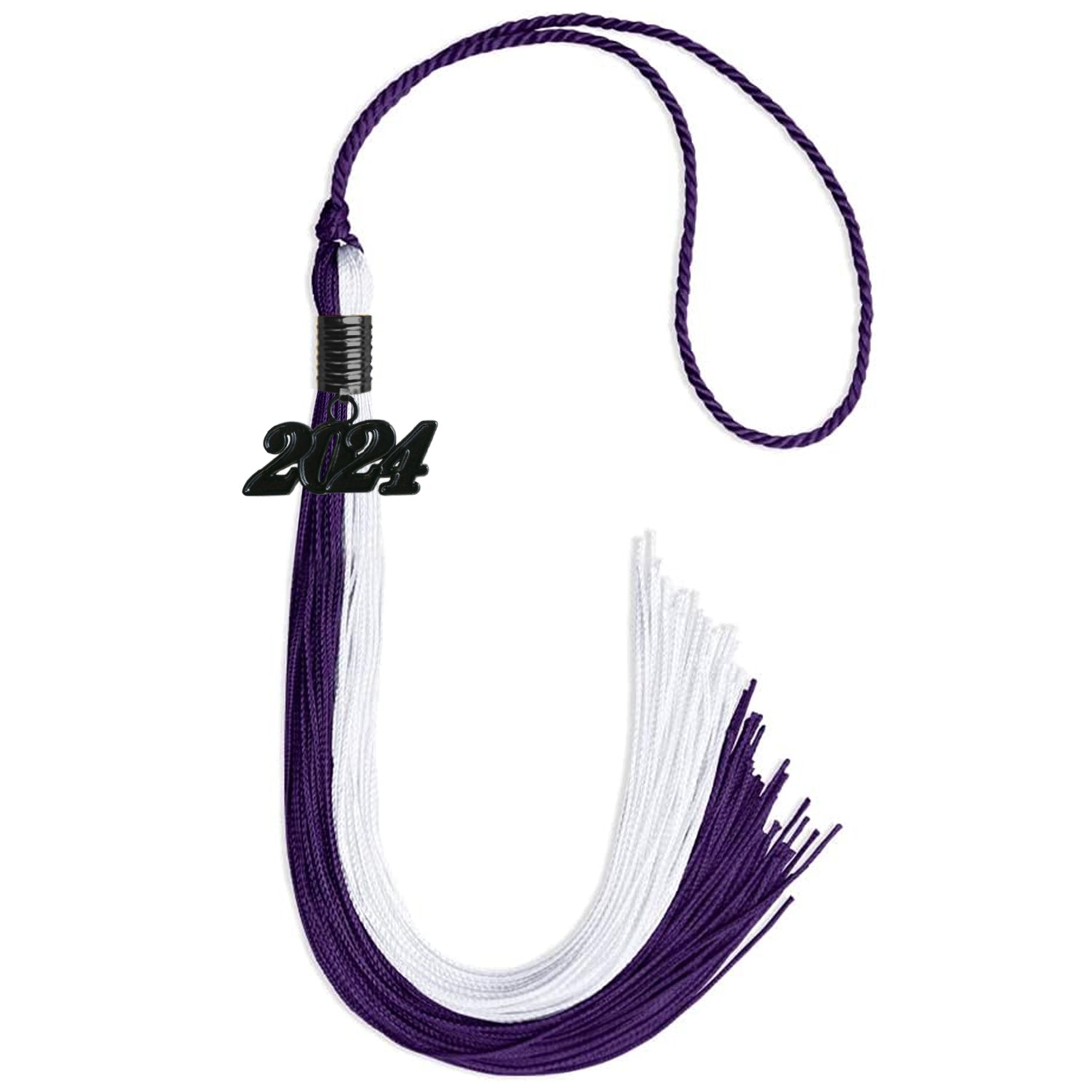 Purple/White Graduation Tassel With Black Date Drop - Endea Graduation