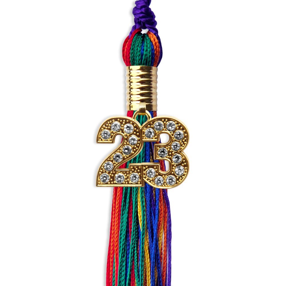 Rainbow Graduation Tassel With Gold Date Drop - Endea Graduation