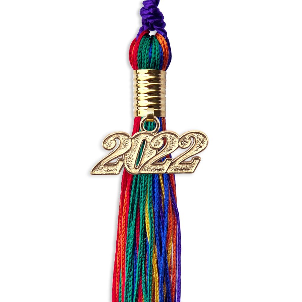 Rainbow Graduation Tassel With Gold Date Drop - Endea Graduation