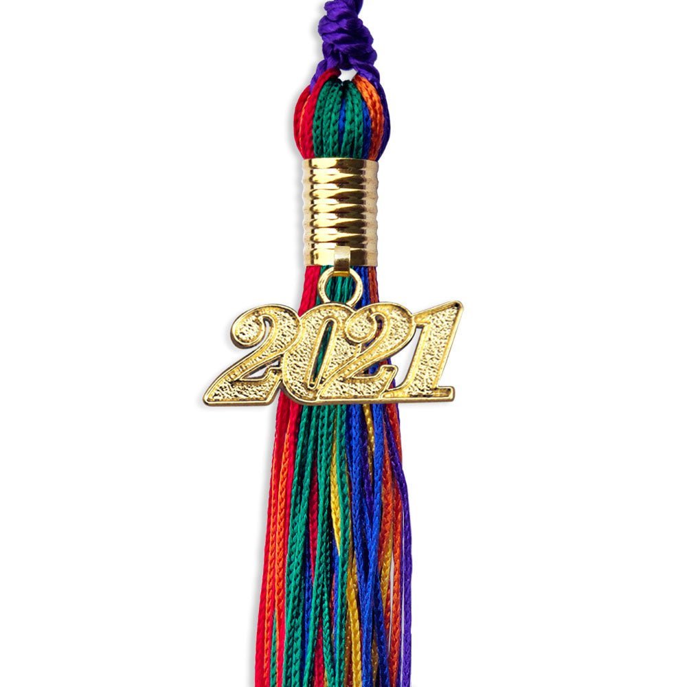 Rainbow Graduation Tassel With Gold Date Drop - Endea Graduation