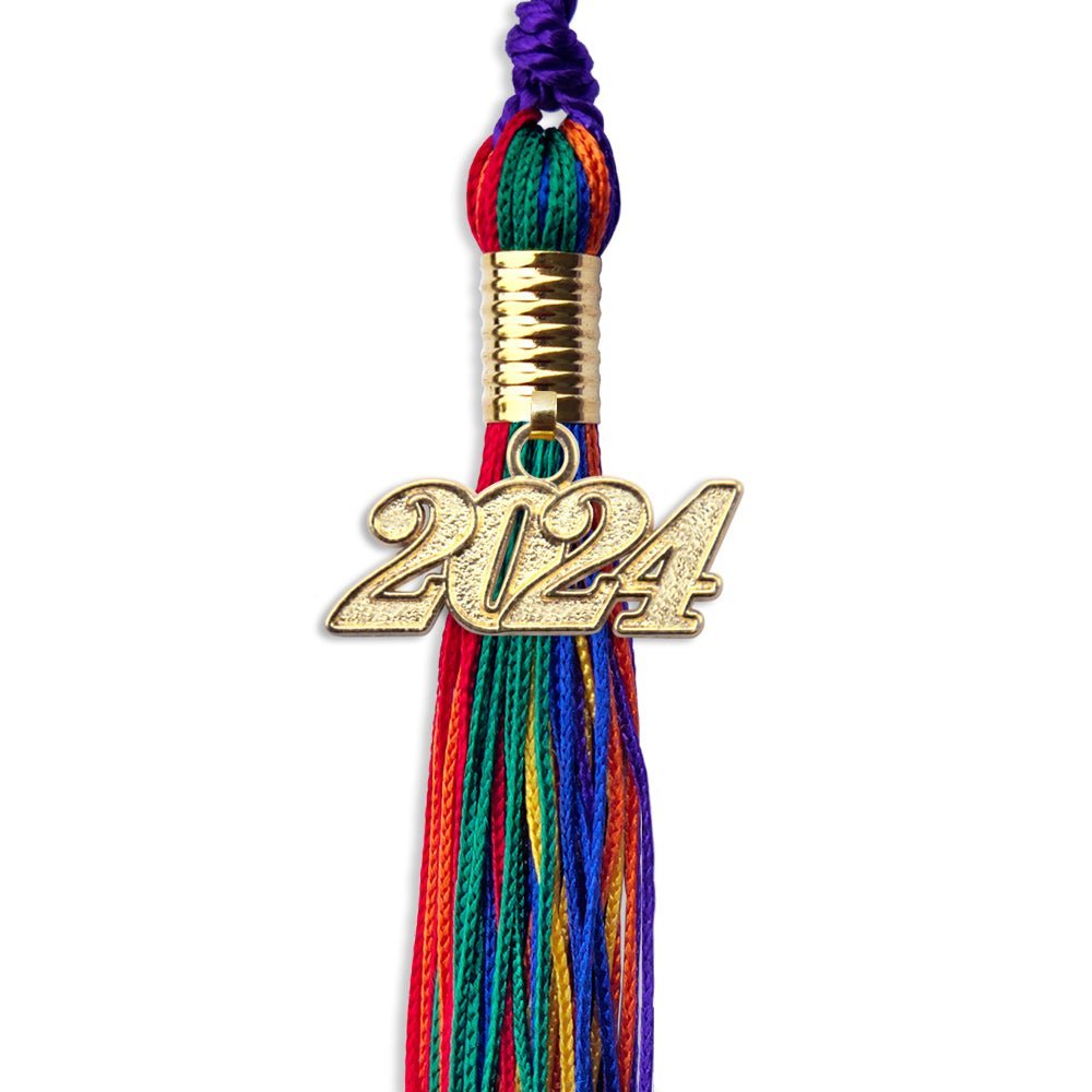 Rainbow Graduation Tassel With Gold Date Drop - Endea Graduation