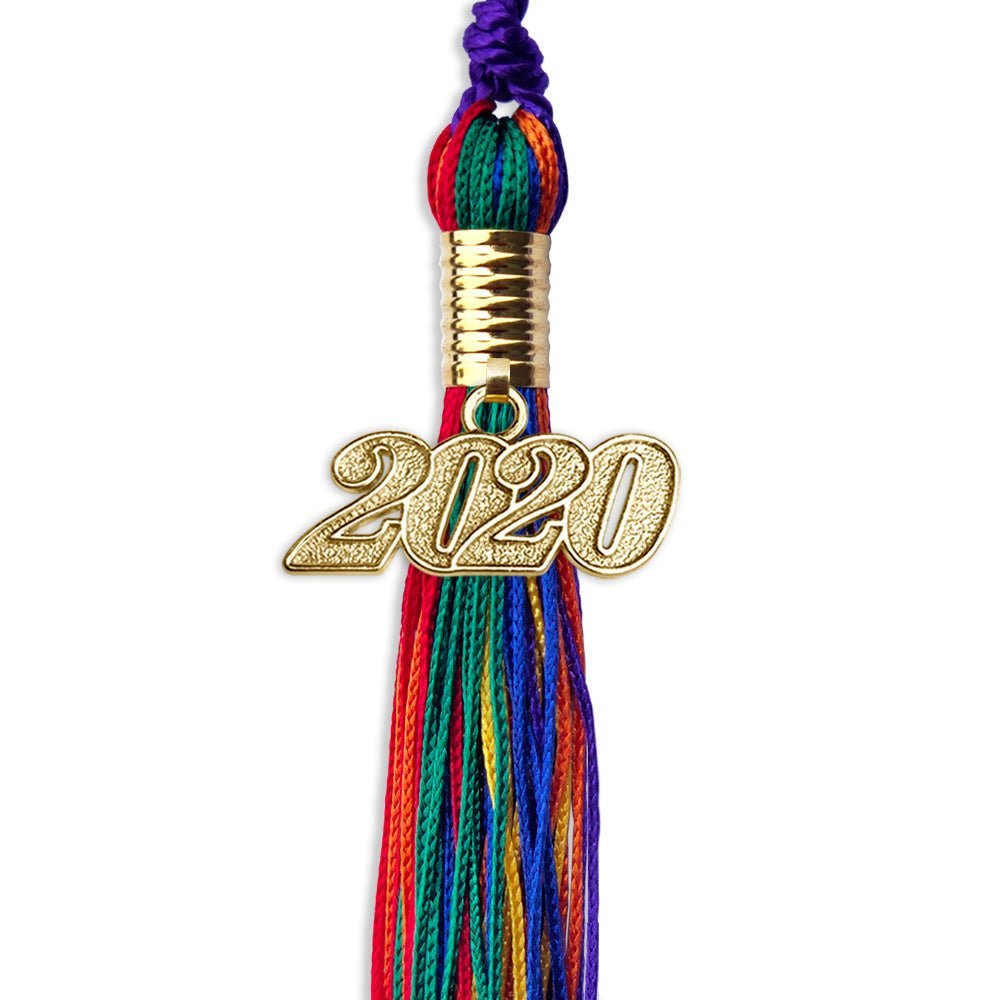 Rainbow Graduation Tassel With Gold Date Drop - Endea Graduation