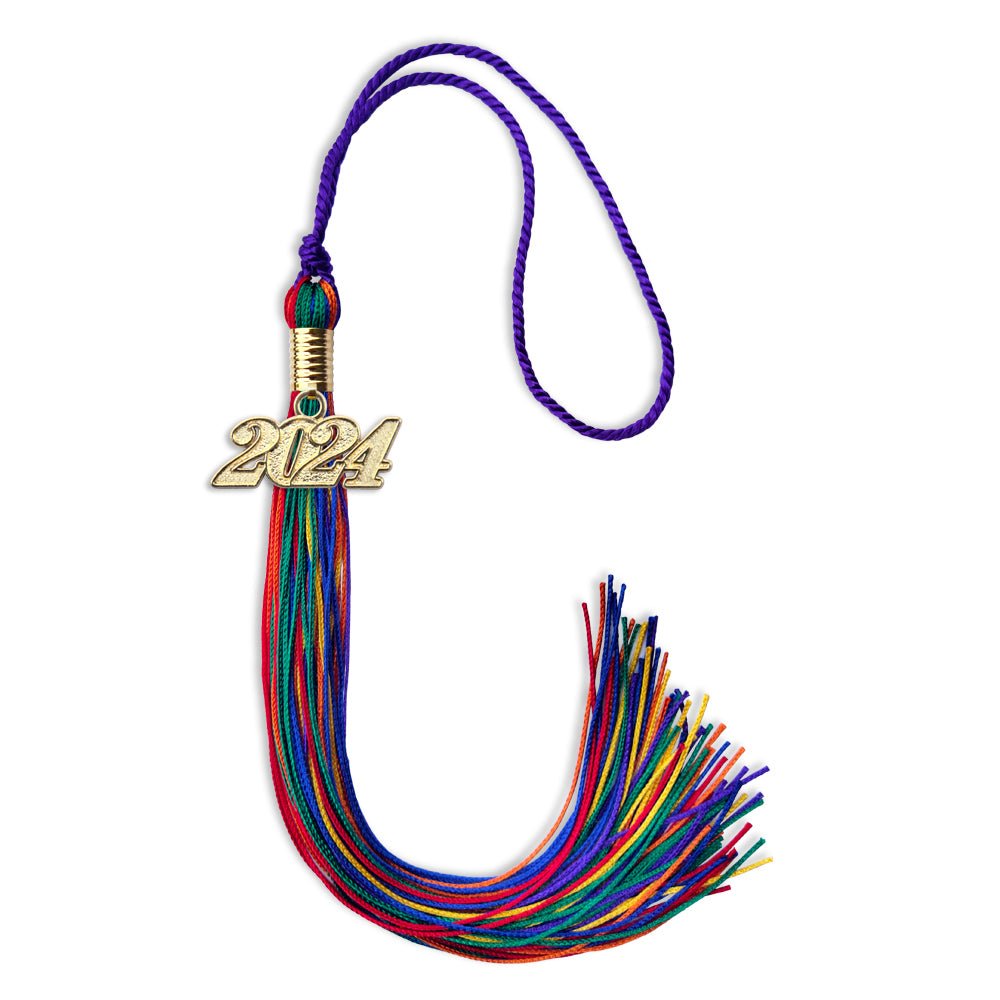 Rainbow Graduation Tassel With Gold Date Drop - Endea Graduation