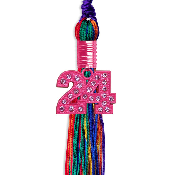 Rainbow Graduation Tassel With Pink Bling Charm 2024 - Endea Graduation
