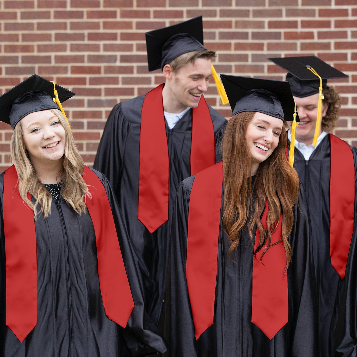Red Ribbon Graduation Red Graduation Gown Female