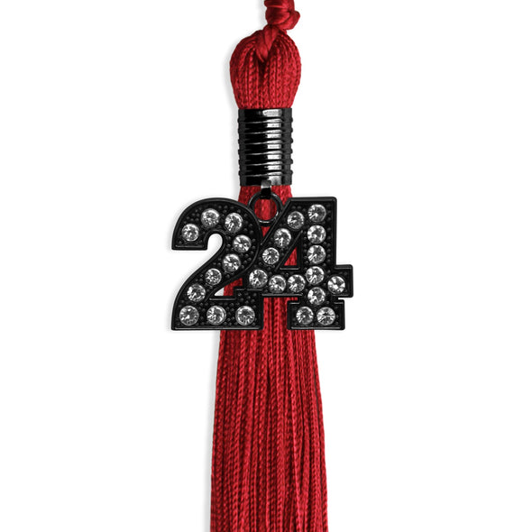 Red Graduation Tassel With Black Date Drop - Endea Graduation