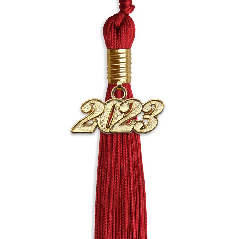 Red Graduation Tassel With Gold Date Drop - Endea Graduation