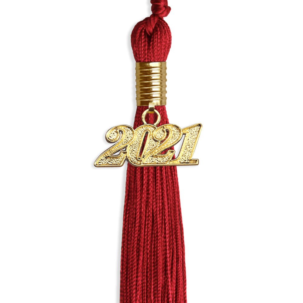 Red Graduation Tassel With Gold Date Drop - Endea Graduation