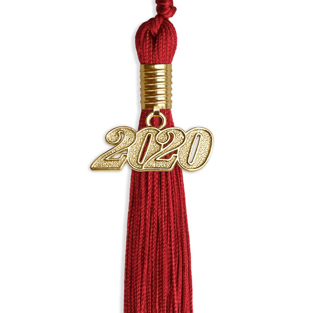 Red Graduation Tassel With Gold Date Drop - Endea Graduation