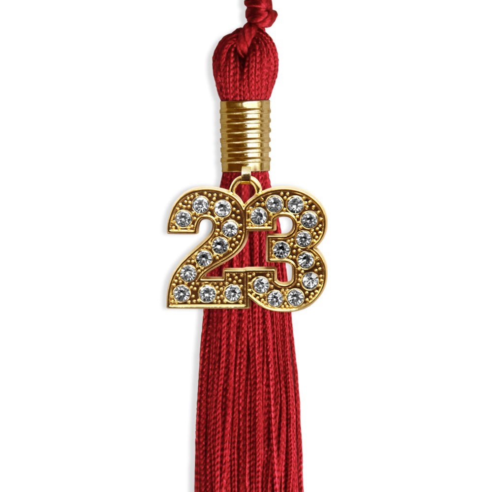 Red Graduation Tassel With Gold Date Drop - Endea Graduation