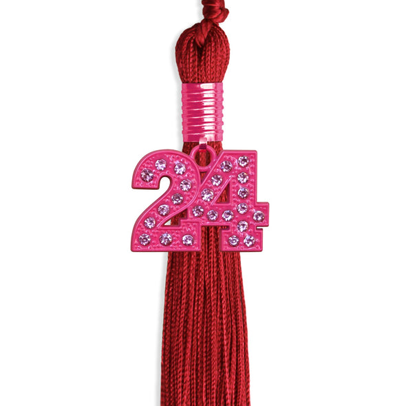 Red Graduation Tassel With Pink Bling Charm 2024 - Endea Graduation