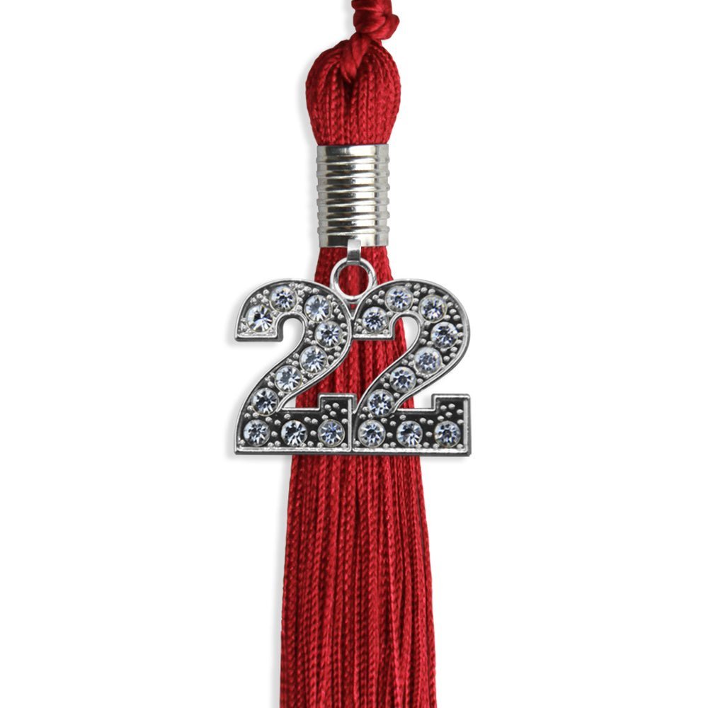 Red Graduation Tassel With Silver Date Drop - Endea Graduation