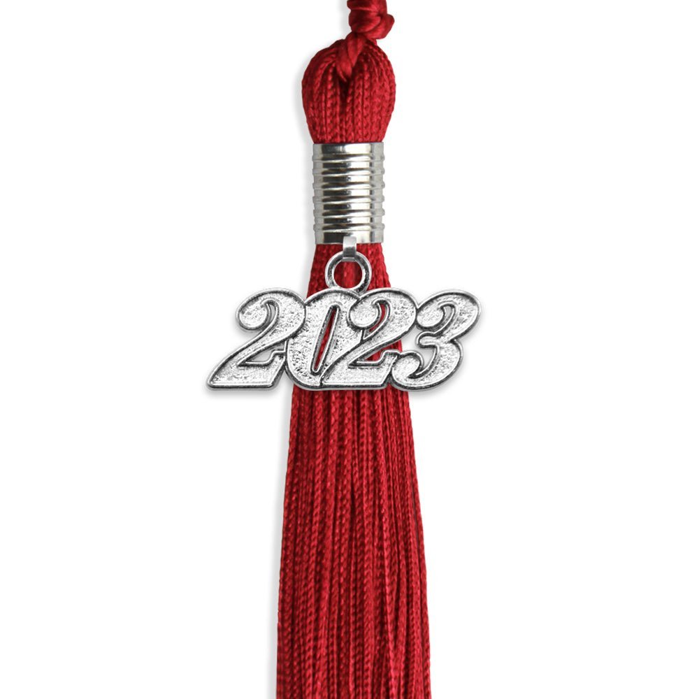 Red Graduation Tassel With Silver Date Drop - Endea Graduation