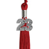 Red Graduation Tassel With Silver Date Drop - Endea Graduation